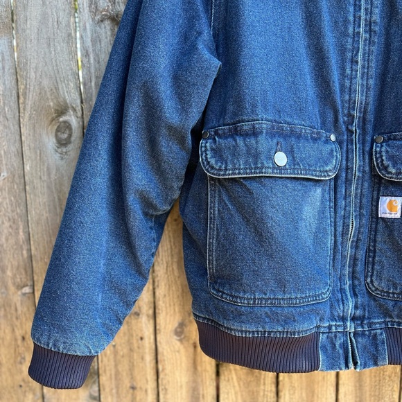 Carhartt Sherpa Lined Denim Jacket, Womens XL, Blue Crewneck - Picture 5 of 7